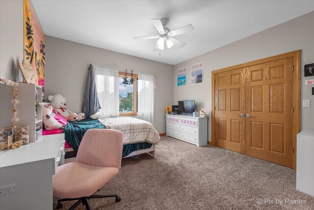 3609 Sagebrush Ct, Johnsburg, IL 60051 - carpeted bedroom featuring ceiling fan and a closet