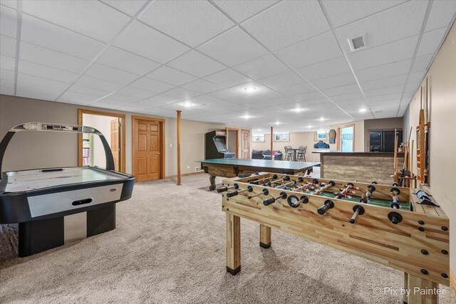3609 Sagebrush Ct, Johnsburg, IL 60051 - recreation room with carpet floors and a paneled ceiling