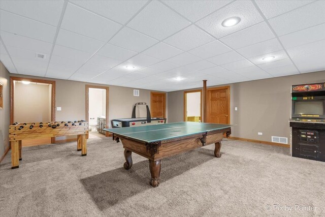 3609 Sagebrush Ct, Johnsburg, IL 60051 - playroom with carpet flooring, baseboards, and a paneled ceiling