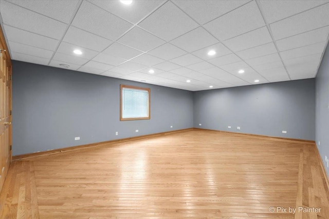 3609 Sagebrush Ct, Johnsburg, IL 60051 - unfurnished room with hardwood / wood-style floors, baseboards, a drop ceiling, and recessed lighting