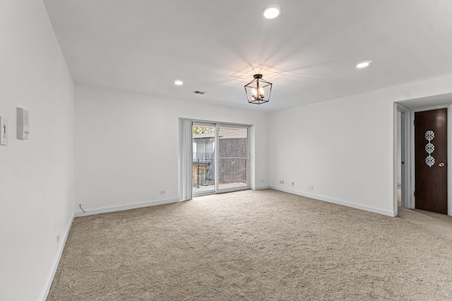 4829 W 109th St Unit 301, Oak Lawn, IL 60453 - carpeted empty room featuring recessed lighting, baseboards, and a chandelier