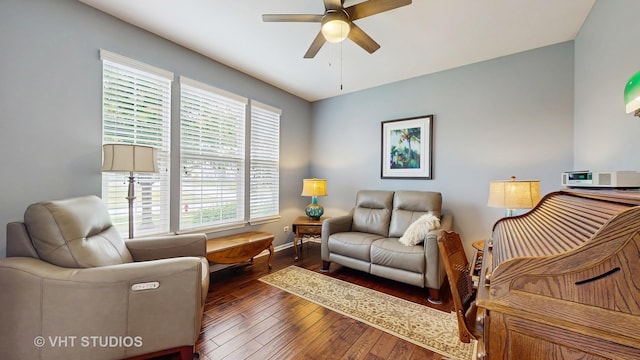 2217 Tyler Trl, Mchenry, IL 60051 - living room with a ceiling fan, wood-type flooring, and baseboards