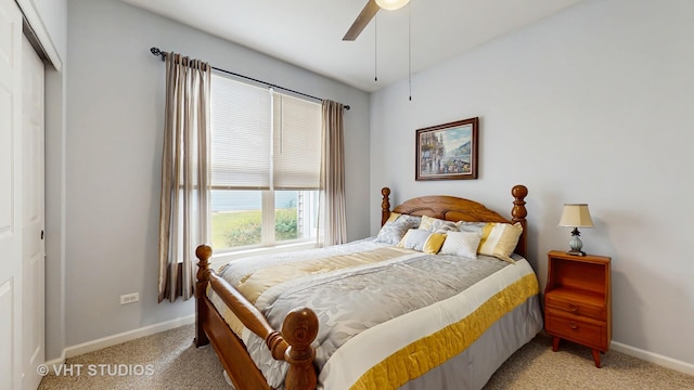 2217 Tyler Trl, Mchenry, IL 60051 - bedroom with light colored carpet, a closet, baseboards, and ceiling fan