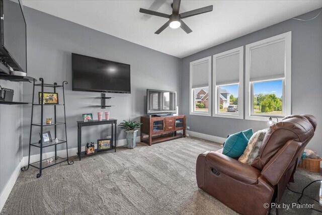 1044 Redbud Ln, Sugar Grove, IL 60554 - living room with ceiling fan and carpet floors