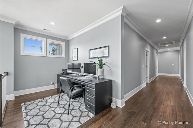 1044 Redbud Ln, Sugar Grove, IL 60554 - office area with crown molding, wood finished floors, and recessed lighting