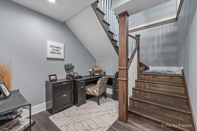 1044 Redbud Ln, Sugar Grove, IL 60554 - office area featuring dark wood finished floors and baseboards
