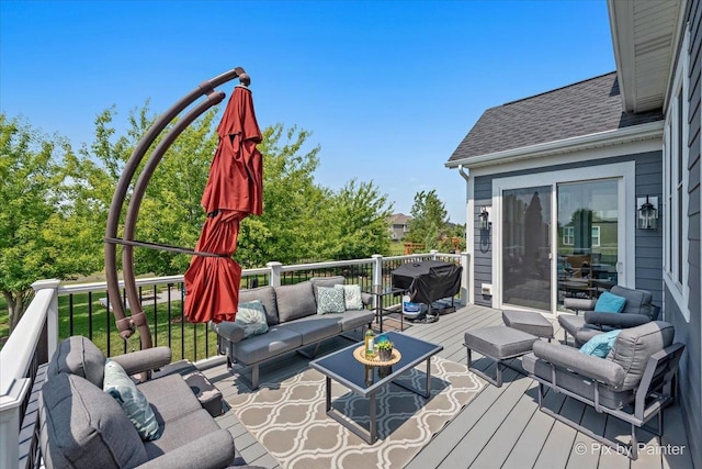 1044 Redbud Ln, Sugar Grove, IL 60554 - wooden terrace with an outdoor hangout area and grilling area
