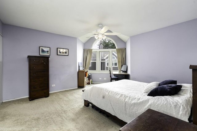 3315 N Racine Ave Unit E, Chicago, IL 60657 - carpeted bedroom with vaulted ceiling and a ceiling fan