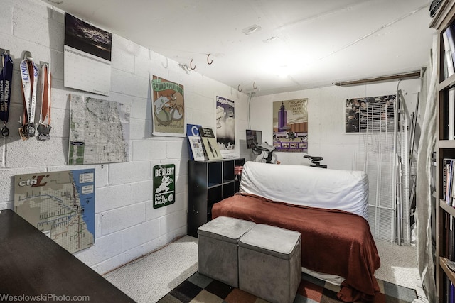 3315 N Racine Ave Unit E, Chicago, IL 60657 - bedroom with concrete block wall