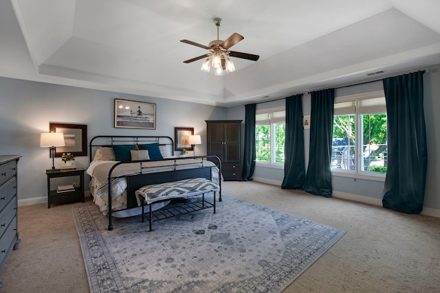 785 N Emroy Ave, Elmhurst, IL 60126 - bedroom with a raised ceiling, light colored carpet, baseboards, and ceiling fan