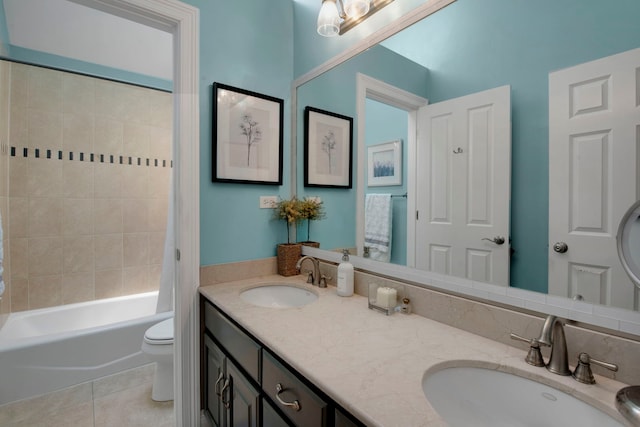 785 N Emroy Ave, Elmhurst, IL 60126 - full bathroom featuring toilet, double vanity, tile patterned floors, and  shower combination