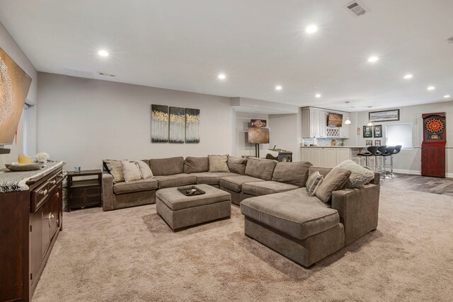 785 N Emroy Ave, Elmhurst, IL 60126 - living area with recessed lighting, light colored carpet, baseboards, and bar area