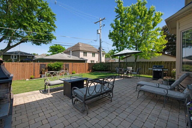 785 N Emroy Ave, Elmhurst, IL 60126 - view of patio / terrace with a grill, a fire pit, and outdoor dining area