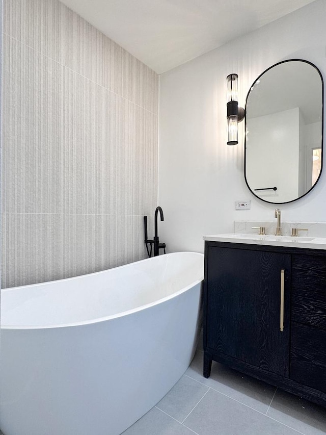 2326 Hamilton Pl Unit 2326, Schaumburg, IL 60194 - bathroom featuring tile patterned floors, a freestanding bath, and vanity