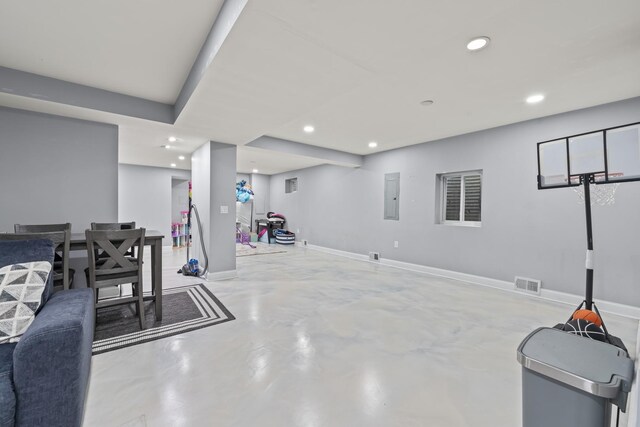 5225 Nicholas Ct, Oak Forest, IL 60452 - finished below grade area featuring electric panel, recessed lighting, and baseboards