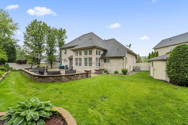 5225 Nicholas Ct, Oak Forest, IL 60452 - rear view of house featuring a patio area, brick siding, central AC, and roof with shingles