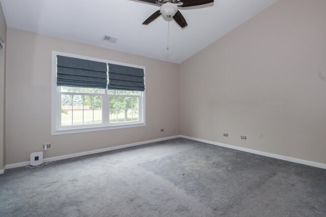 218 Partridge Ct, Algonquin, IL 60102 - empty room with carpet flooring, a ceiling fan, and vaulted ceiling