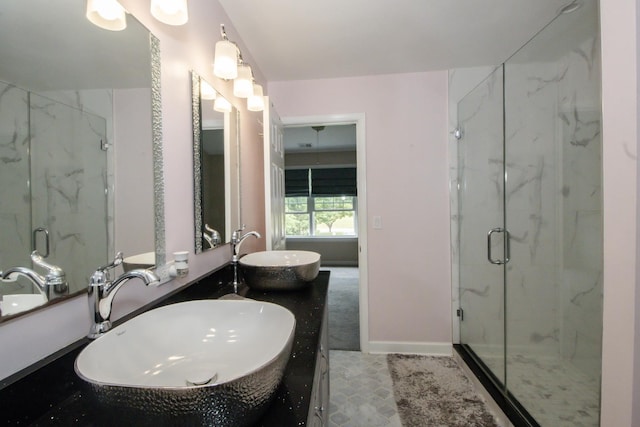 218 Partridge Ct, Algonquin, IL 60102 - bathroom featuring a marble finish shower and double vanity