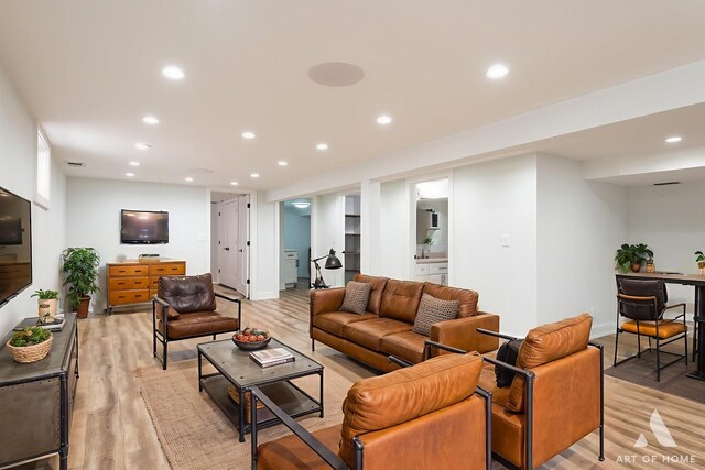 6012 S Narragansett Ave, Chicago, IL 60638 - living room featuring recessed lighting and light wood finished floors
