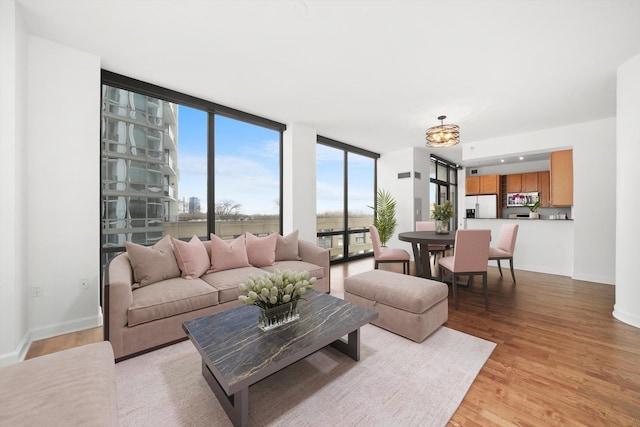 233 E 13th St Unit 601, Chicago, IL 60605 - living room with healthy amount of natural light, light wood-type flooring, and floor to ceiling windows