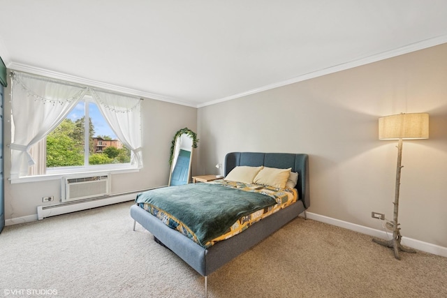 1226 S New Wilke Rd Unit 304, Arlington Heights, IL 60005 - carpeted bedroom with ornamental molding and a wall mounted air conditioner