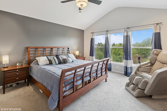 2758 Palm Springs Ln, Aurora, IL 60502 - carpeted bedroom with vaulted ceiling, baseboards, and a ceiling fan