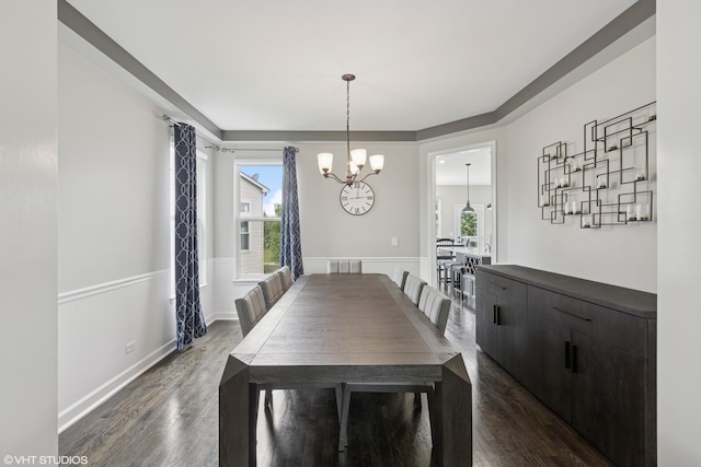 2758 Palm Springs Ln, Aurora, IL 60502 - dining area with a chandelier and dark wood-style floors