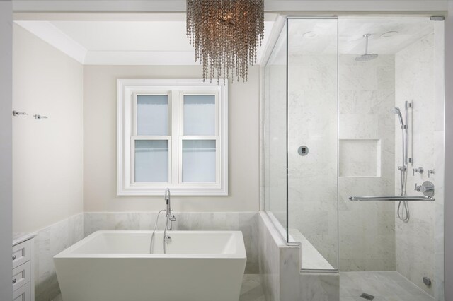 1617 N Bell Ave, Chicago, IL 60647 - bathroom with a freestanding tub and a stall shower