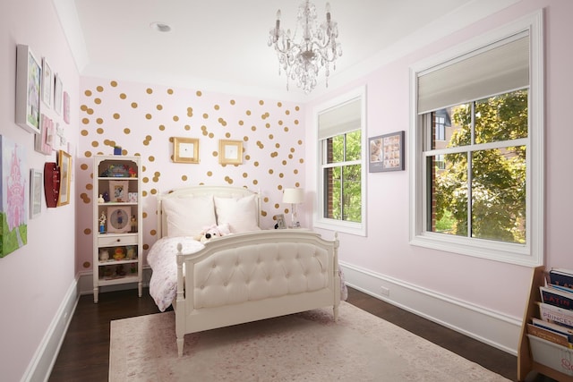 1617 N Bell Ave, Chicago, IL 60647 - bedroom featuring wood finished floors and a chandelier