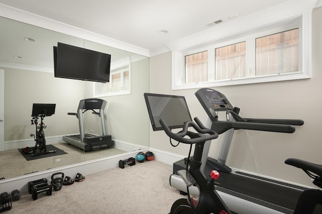 1617 N Bell Ave, Chicago, IL 60647 - exercise area featuring carpet and crown molding