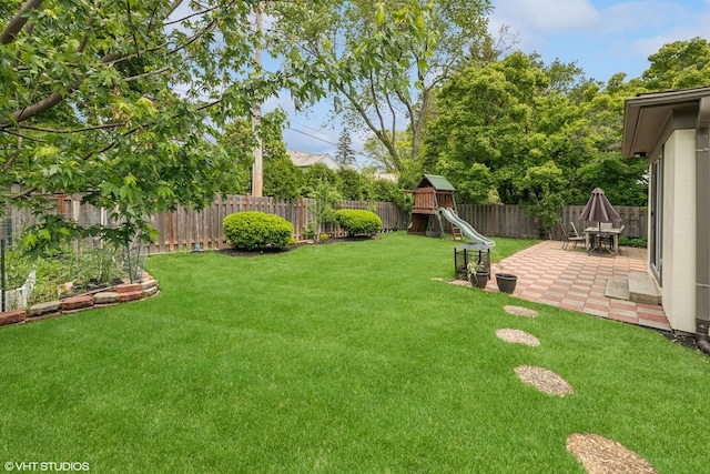 575 County Line Rd, Highland Park, IL 60035 - view of yard featuring a playground and a patio