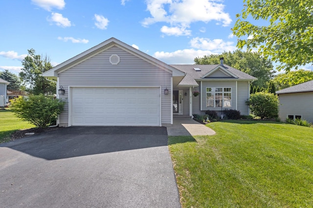 110 SW Benedict Dr, Poplar Grove, IL 61065 - view of front of home with asphalt driveway, a front yard, and a garage