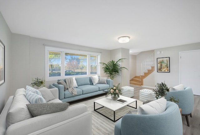 9002 N Clifton Ave, Niles, IL 60714 - living area featuring light wood-type flooring, stairway, and baseboards