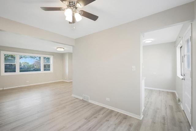 9002 N Clifton Ave, Niles, IL 60714 - unfurnished room featuring light wood finished floors, a ceiling fan, and baseboards