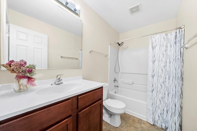 1133 Heron Cir, Joliet, IL 60431 - bathroom featuring shower / bath combination with curtain, vanity, toilet, and tile patterned floors