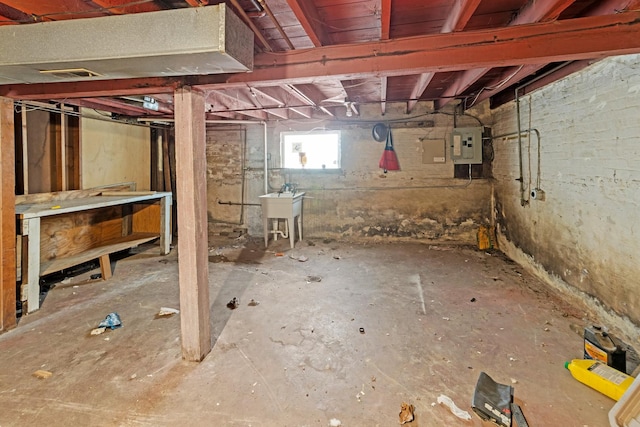 7637 S Ridgeland Ave, Chicago, IL 60649 - basement with electric panel and a sink