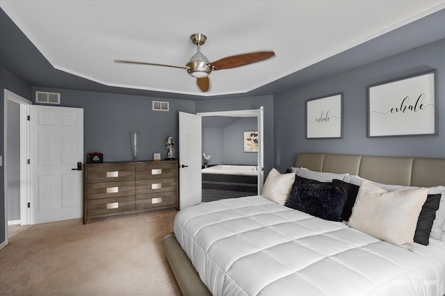 1033 Forest Trl, Sugar Grove, IL 60554 - bedroom with carpet flooring, a tray ceiling, and ceiling fan