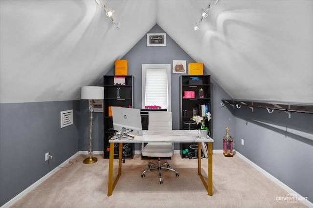 1033 Forest Trl, Sugar Grove, IL 60554 - carpeted office space with track lighting and vaulted ceiling