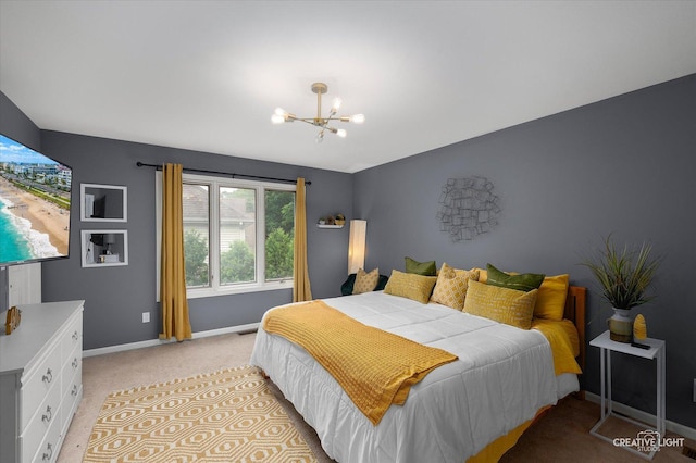 1033 Forest Trl, Sugar Grove, IL 60554 - bedroom with a chandelier and light colored carpet