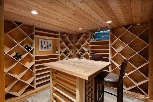 1033 Forest Trl, Sugar Grove, IL 60554 - wine area featuring wooden ceiling, recessed lighting, and light wood-style flooring
