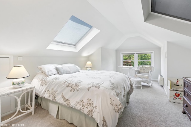 2558 W Cullom Ave, Chicago, IL 60618 - bedroom featuring a skylight, lofted ceiling, and carpet flooring