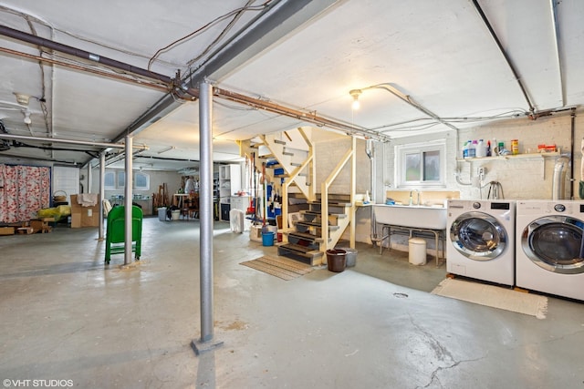 2558 W Cullom Ave, Chicago, IL 60618 - basement with washing machine and clothes dryer and stairs