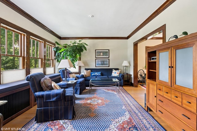 2558 W Cullom Ave, Chicago, IL 60618 - living room with light wood-style flooring and crown molding