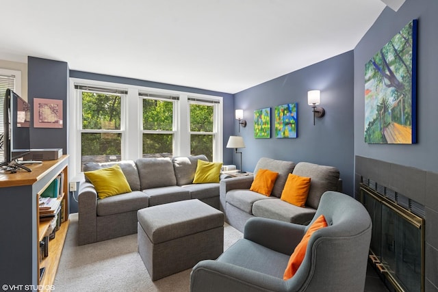 2558 W Cullom Ave, Chicago, IL 60618 - living area with carpet and a fireplace