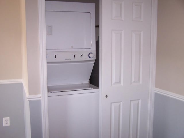 1711 Beach Rd, Mchenry, IL 60050 - washroom with stacked washing machine and dryer