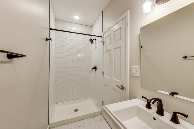 19 S Home Ave, Park Ridge, IL 60068 - full bathroom featuring a sink, a stall shower, and marble finish flooring