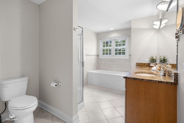 2508 Reflections Dr, Crest Hill, IL 60403 - full bathroom with tile patterned flooring, vanity, a garden tub, toilet, and a shower stall