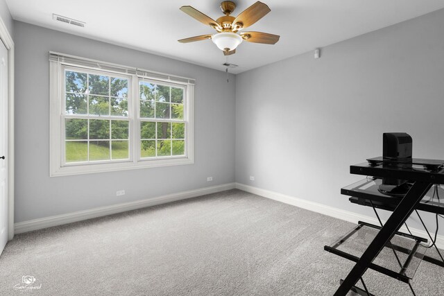 2508 Reflections Dr, Crest Hill, IL 60403 - unfurnished office featuring carpet floors, baseboards, and a ceiling fan