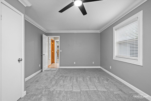 19 Crescent Ct, Montgomery, IL 60538 - unfurnished bedroom with crown molding, carpet, baseboards, and a ceiling fan
