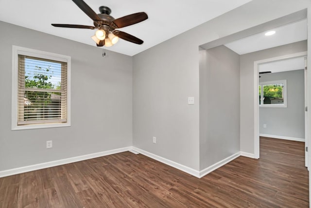 610 W S St, Plano, IL 60545 - empty room featuring healthy amount of natural light, wood finished floors, and ceiling fan